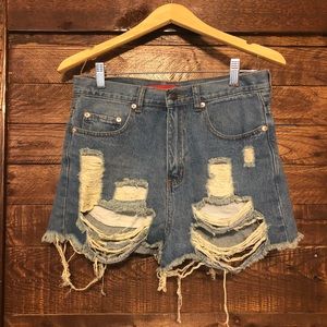 Signature 8 Distressed Denim Shorts